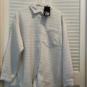 Cream Blazer with Classic Design and Textured Fabric